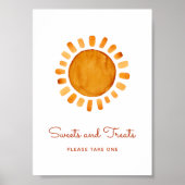 Zoetstoffen en behandelde Waterverf Zonneuw Baby s Poster (Voorkant)