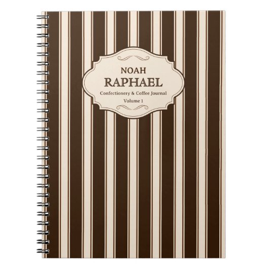 Zoetwaren en koffie |  bruine strepen notitieboek (Voorkant)