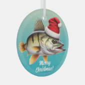 Zoetwater Perch in Santa Hat Kerstmis Glas Ornament (Voorkant Rechts)