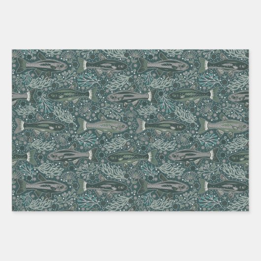 Zoetwater Vis Stijlvol Design forel Gevist Klein Inpakpapier Vel (Voorkant 3)