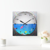 Zoetwatervis Aquarium-wandklok Vierkante Klok (Huis)