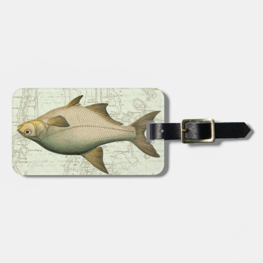 Zoetwatervis op kaart bagagelabel (Voorkant horizontaal)