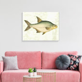 Zoetwatervis op kaart canvas afdruk (Insitu (Woonkamer))