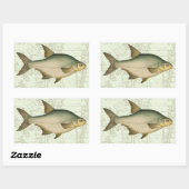 Zoetwatervis op kaart rechthoekige sticker (Vel)