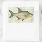 Zoetwatervis op kaart rechthoekige sticker (Tas)