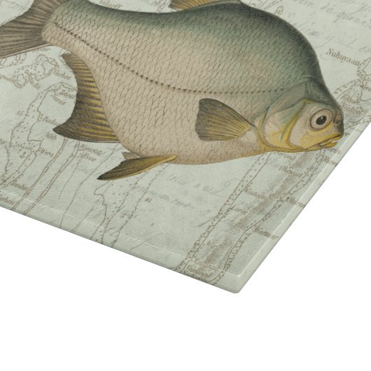 Zoetwatervis op kaart snijplank (Hoek)