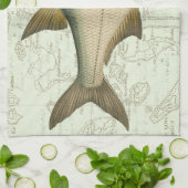 Zoetwatervis op kaart theedoek (Gevouwen)
