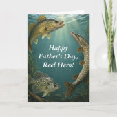 Zoetwatervis Reel Held Fishing Vaderdag Kaart (Voorkant)