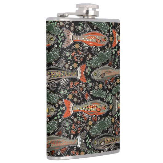 Zoetwatervis, stijlvol ontwerp, forel, Gevist Heupfles (Rechts)