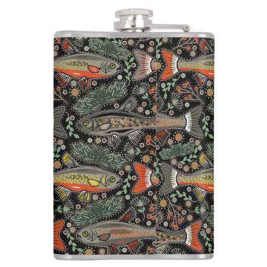 Zoetwatervis, stijlvol ontwerp, forel, Gevist Heupfles (Achterkant)