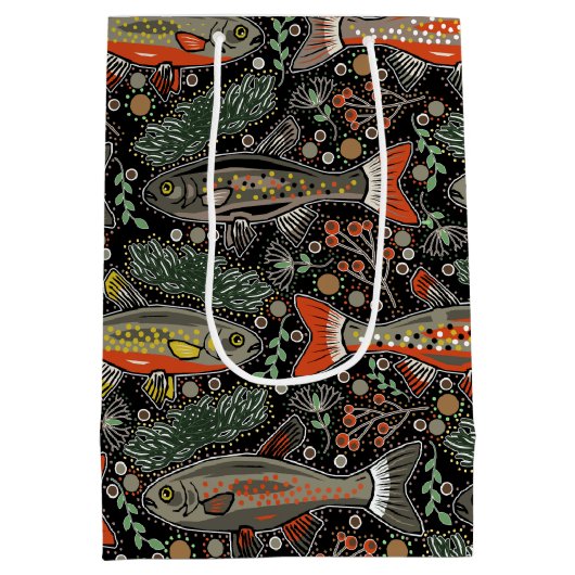 Zoetwatervis, stijlvol ontwerp, forel, Gevist Medium Cadeauzakje (Achterkant)