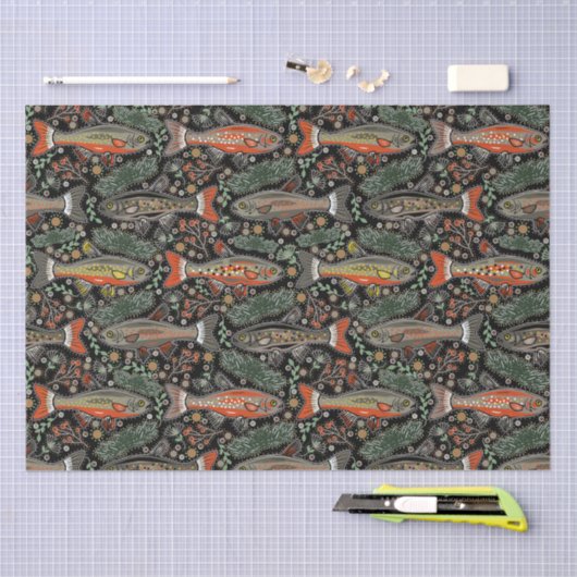 Zoetwatervis, stijlvol ontwerp, forel, Gevist Tissuepapier (Craft)