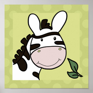 Zoey de Zebra 10x10 vierkante print in het groen