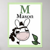 Zoey de Zebra NAAM AFDRUK Baby Zoo Dieren Poster (Voorkant)