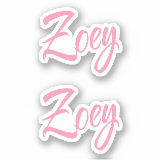 Zoey decoratieve naam in roze x2 Sticker (Voorkant)