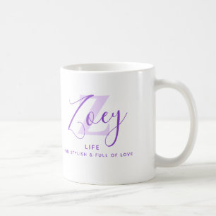 Zoey naam betekenis monogram Z paars Koffiemok