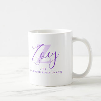 Zoey naam betekenis monogram Z paars Koffiemok