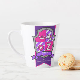 Zoey naam betekent ridder paarse roze letter Z Latte Mok