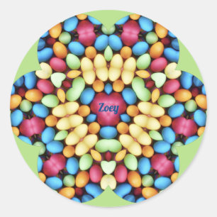 ZOEY ~ PAASEIEREN VEELKLEURIG ~ RONDE STICKER