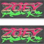 Zoey Vorname Name Graffiti Aufkleber Sticker (Voorkant)