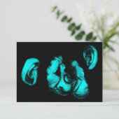 zogende chimps : neon turquoise kaart (Staand voorkant)