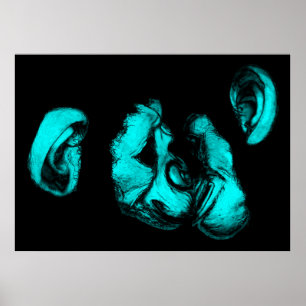 zogende chimps : neon turquoise poster