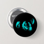 zogende chimps : neon turquoise ronde button 5,7 cm (Voorkant /achterkant)
