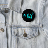zogende chimps : neon turquoise ronde button 5,7 cm (In situ)