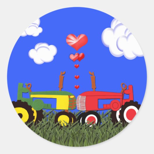 zogende trekkers onder hart ronde sticker (Voorkant)