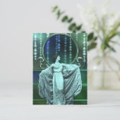 ZOHARA: Art Deco Woman in Aqua en Green Briefkaart (Staand voorkant)