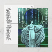 ZOHARA: Art Deco Woman in Aqua en Green Briefkaart (Voorkant / Achterkant)
