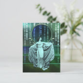 Zohara: Art Deco Woman in Aqua & Green Briefkaart (Staand voorkant)