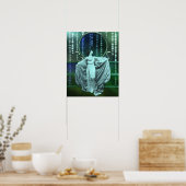 Zohara: Art Deco Woman in Aqua & Green Poster (Keuken)