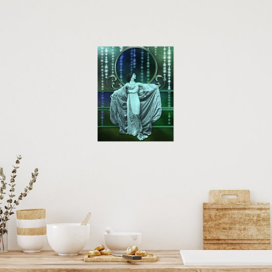 Zohara: Art Deco Woman in Aqua & Green Poster (Keuken)
