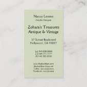 Zohara-Visitekaartjes in Groene en Olijf Visitekaartje (Achterkant)