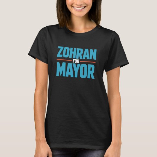 Zohran for Mayor Bold Blue Red Political T-shirt (Voorkant)