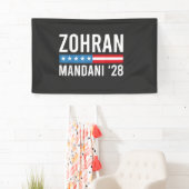 Zohran Mamdani NYC burgemeesterskandidaat VS-vlag Spandoek (Insitu)