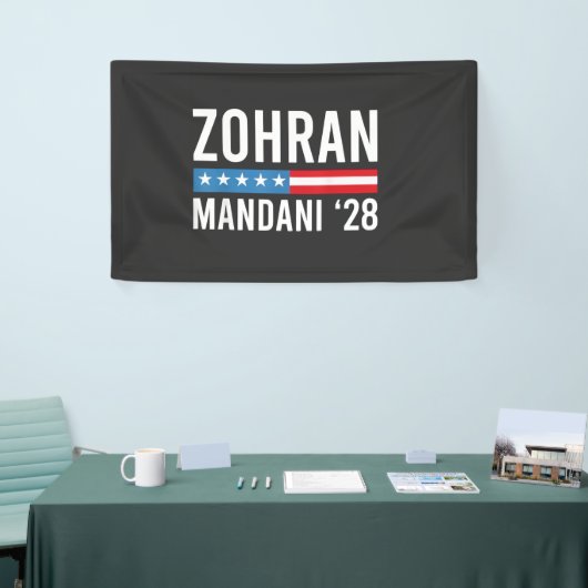 Zohran Mamdani NYC burgemeesterskandidaat VS-vlag Spandoek (Beurs)