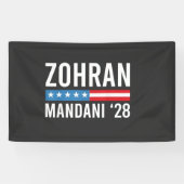 Zohran Mamdani NYC burgemeesterskandidaat VS-vlag Spandoek (Horizontaal)