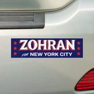 Zohran Mamdani NYC Rood Wit Blauw 2025 Bumpersticker