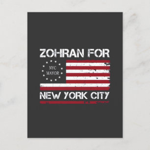 Zohran Mamdani voor burgemeester van NYC met vlag Briefkaart