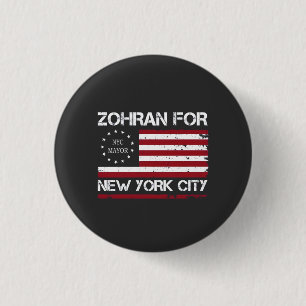 Zohran Mamdani voor burgemeester van NYC met vlag Ronde Button 3,2 Cm