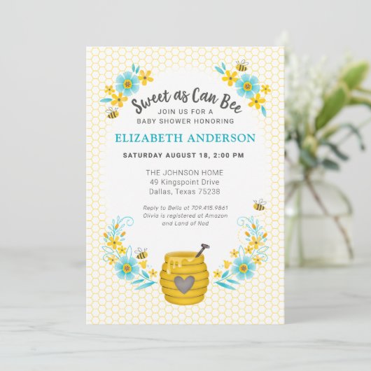 Zoiets als Can Bee Baby Boy Shower Invitation Kaart (Staand voorkant)