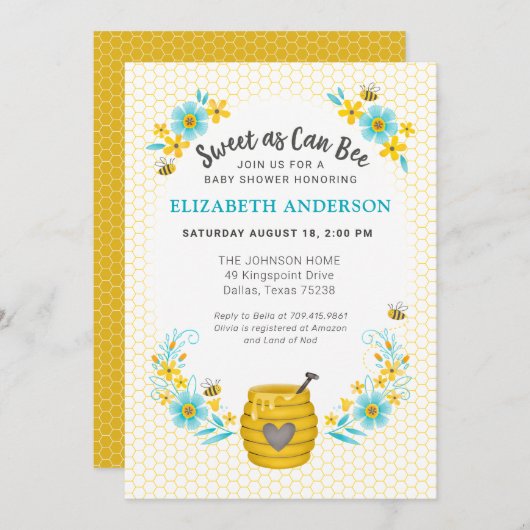 Zoiets als Can Bee Baby Boy Shower Invitation Kaart (Voorkant / Achterkant)