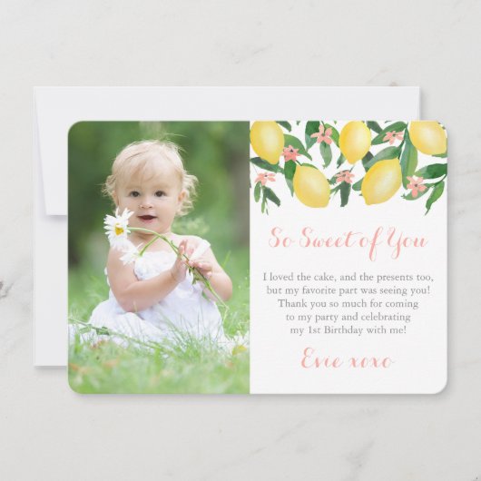 Zoiets van je Lemons Girl Birthday Afbeelding Bedankkaart (Voorkant)