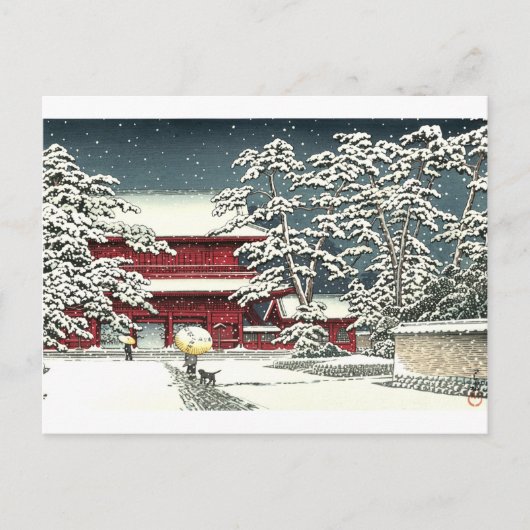 "Zojoji in Snow" door Kawase Hasui 川 巴 水 Briefkaart (Voorkant)