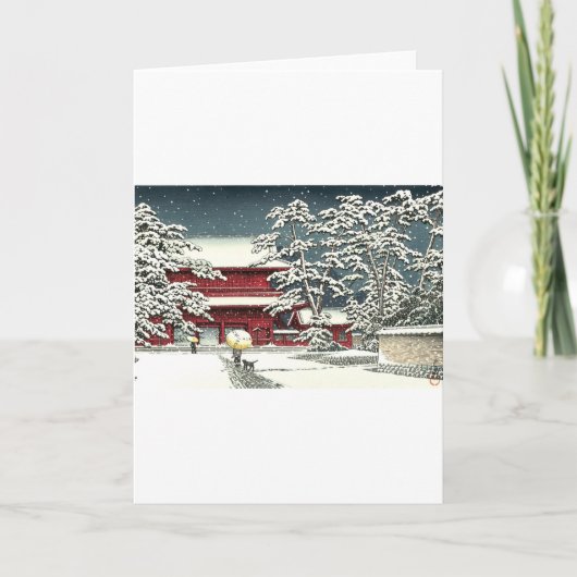 "Zojoji in Snow" door Kawase Hasui 川 巴 水 Feestdagen Kaart (Voorkant)