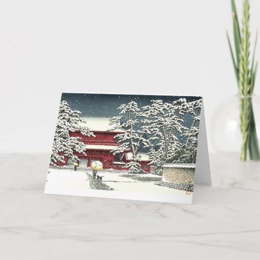 "Zojoji in Snow" door Kawase Hasui 川 巴 水 Feestdagen Kaart (Voorkant)