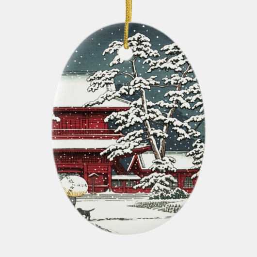 "Zojoji in Snow" door Kawase Hasui 川 巴 水 Keramisch Ornament (Voorkant)