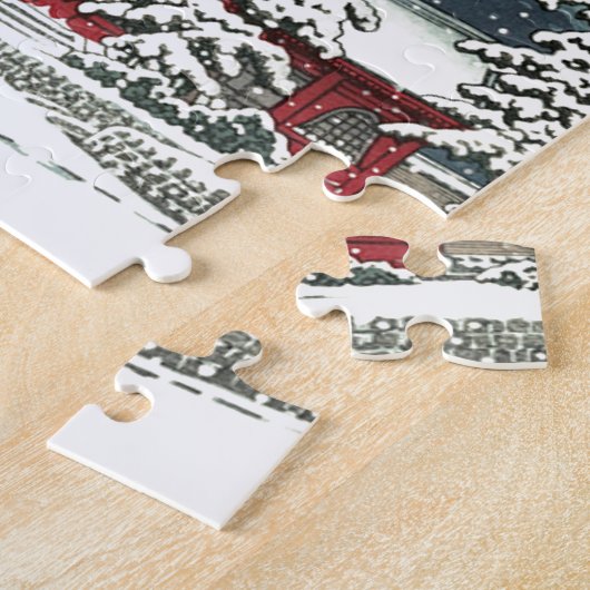 "Zojoji in Snow" door Kawase Hasui 川 巴 水 Legpuzzel (Zijkant)